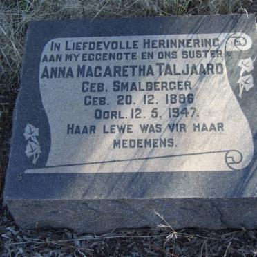 TALJAARD Anna Magaretha nee SMALBERGER 1896-1947