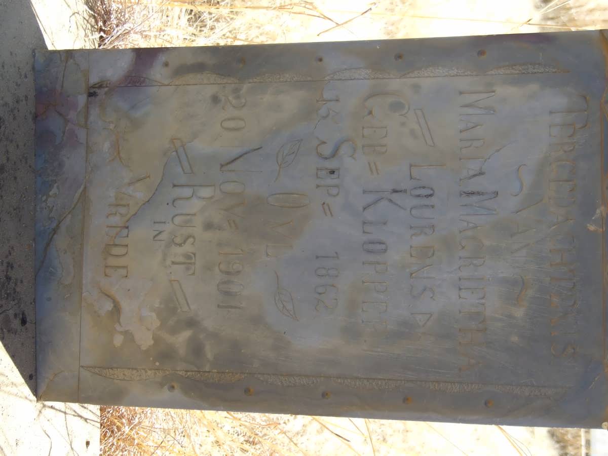 LOURENS Maria Magrietha nee KLOPPER 1862-1901