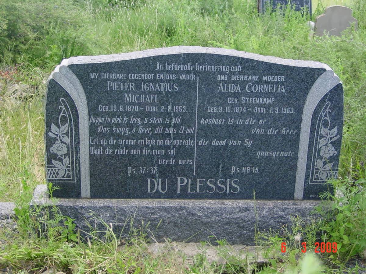 PLESSIS Pieter Ignatius Michael, du 1870-1953 &amp; Alida Cornelia STEENKAMP 1874-1963