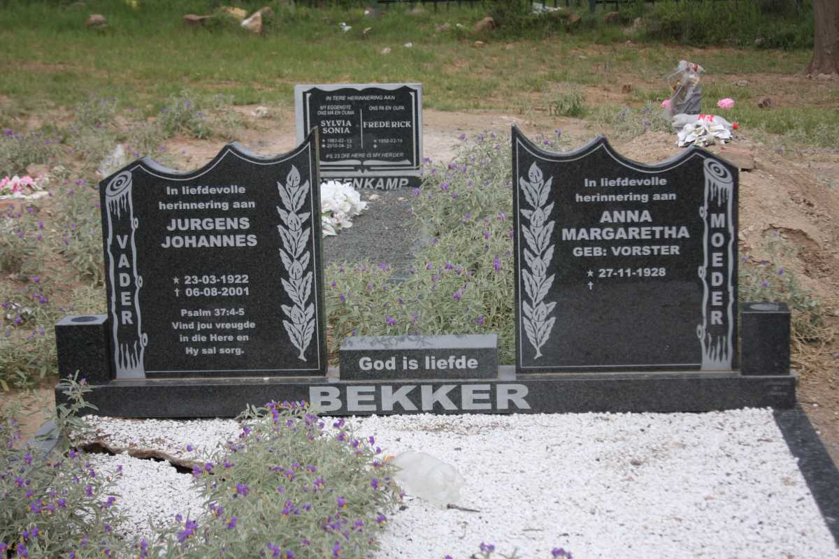 BEKKER Jurgens Johannes 1922-2001 &amp; Anna Margaretha VORSTER 1928-