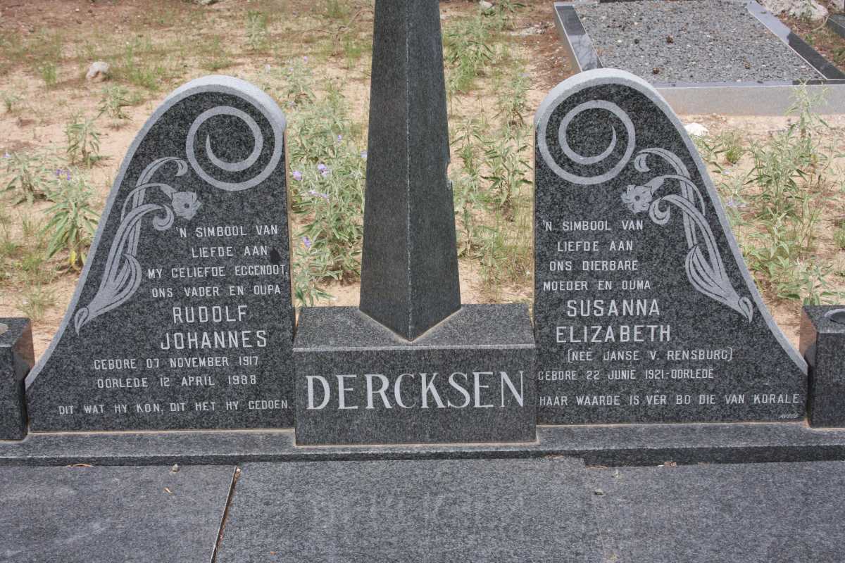 DERCKSEN Rudolf Johannes 1917-1988 &amp; Susanna Elizabeth JANSE V. RENSBURG 1921-