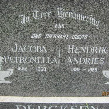 DERCKSEN Hendrik Andries 1895-1958 &amp; Jacoba Petronella 1898-1968
