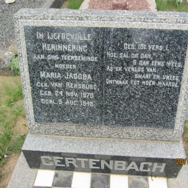 GERTENBACH Maria Jacoba nee van RENSBURG 1878-1948