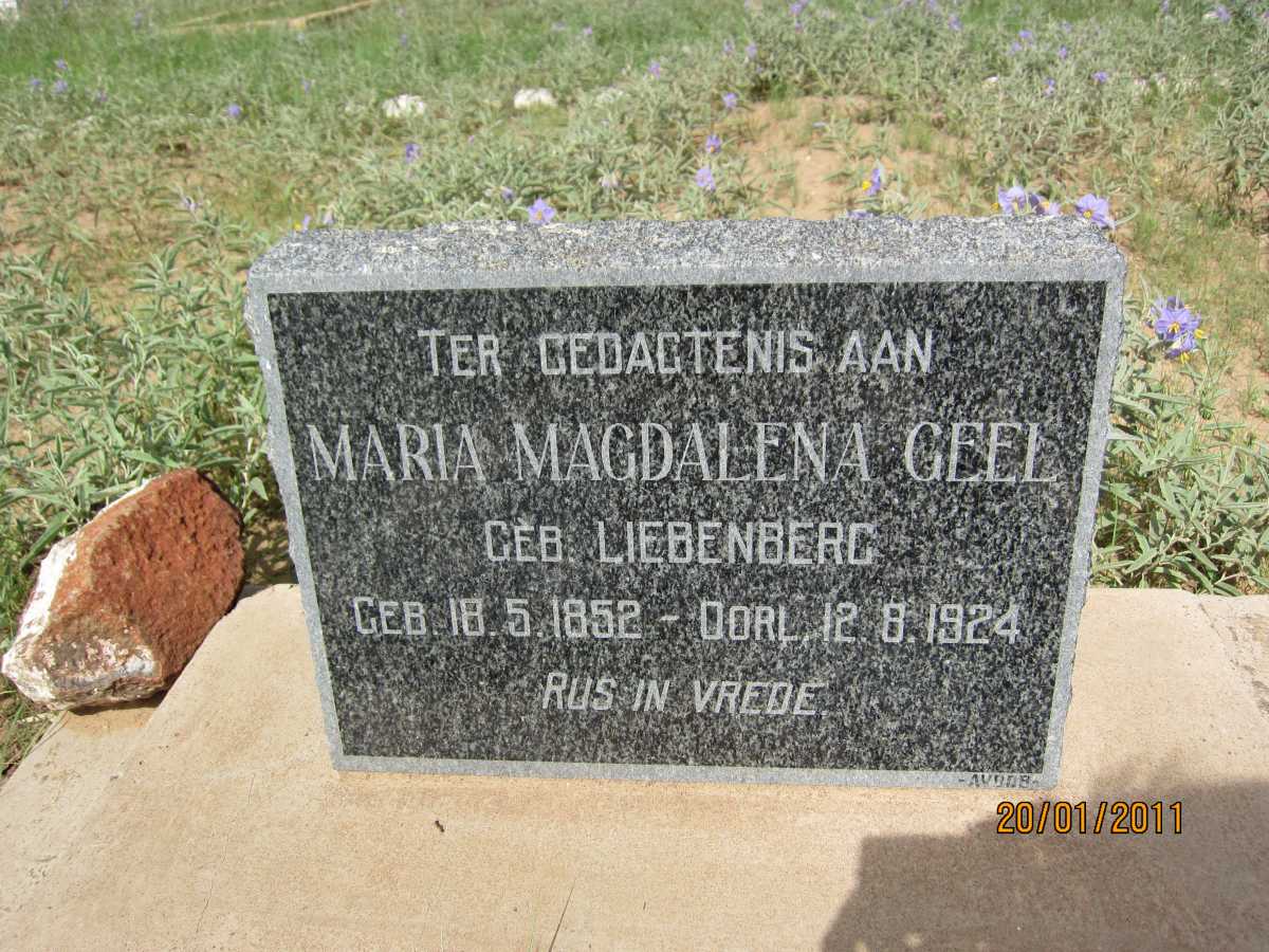GEEL Maria Magdalena nee LIEBENBERG 1852-1924