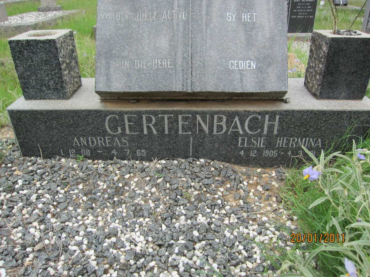 GERTENBACH Andreas 1908-1965 &amp; Elsie Hermina 1905-1991