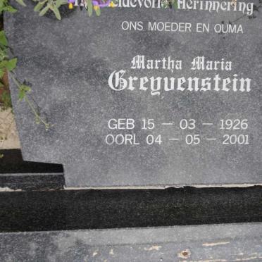 GREYVENSTEIN Martha Maria 1926-2001