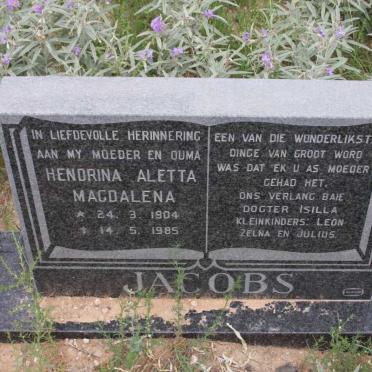 JACOBS Hendrina Aletta Magdalena 1904-1985