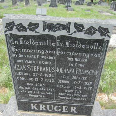 KRUGER Izak Stephanus 1894-1953 &amp; Johanna Francina COETZEE 1899-1976