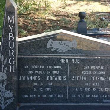 MYBURGH Johannes Lodewicus 1913-1985 &amp; Aletta Petronella NELL 1912-2010