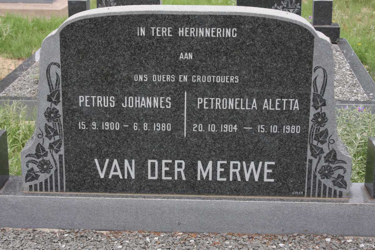 MERWE Petrus Johannes, van der 1900-1980 &amp; Petronella Aletta 1904-1980