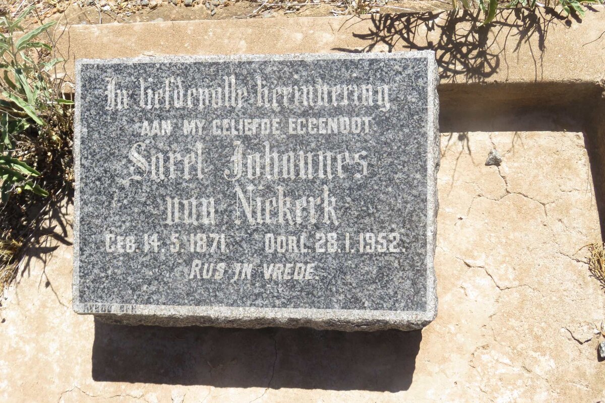 NIEKERK Sarel Johannes, van 1871-1952
