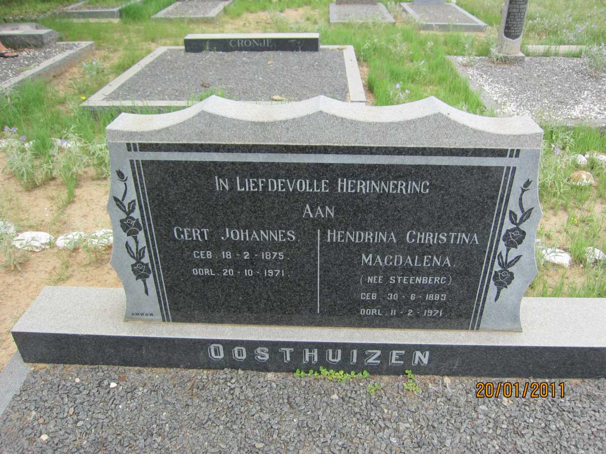 OOSTHUIZEN Gert Johannes 1875-1971 &amp; Hendrina Christina Magdalena STEENBERG 1883-1971