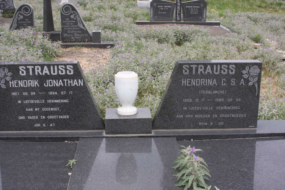 STRAUSS Hendrik Jonathan 1907-1984 &amp; Hendrina C.S.A. TERBLANCHE 1909-1988