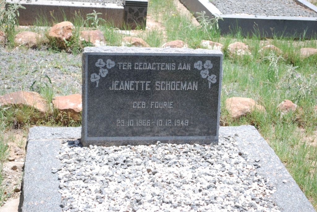 SCHOEMAN Jeanette nee FOURIE 1866-1948