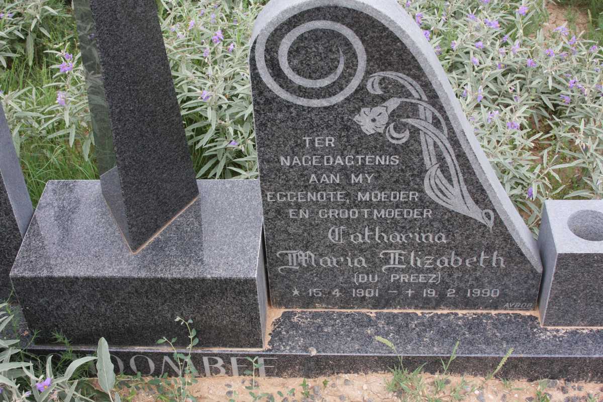 SCHOOMBEE Catharina Maria Elizabeth nee DU PREEZ 1901-1990