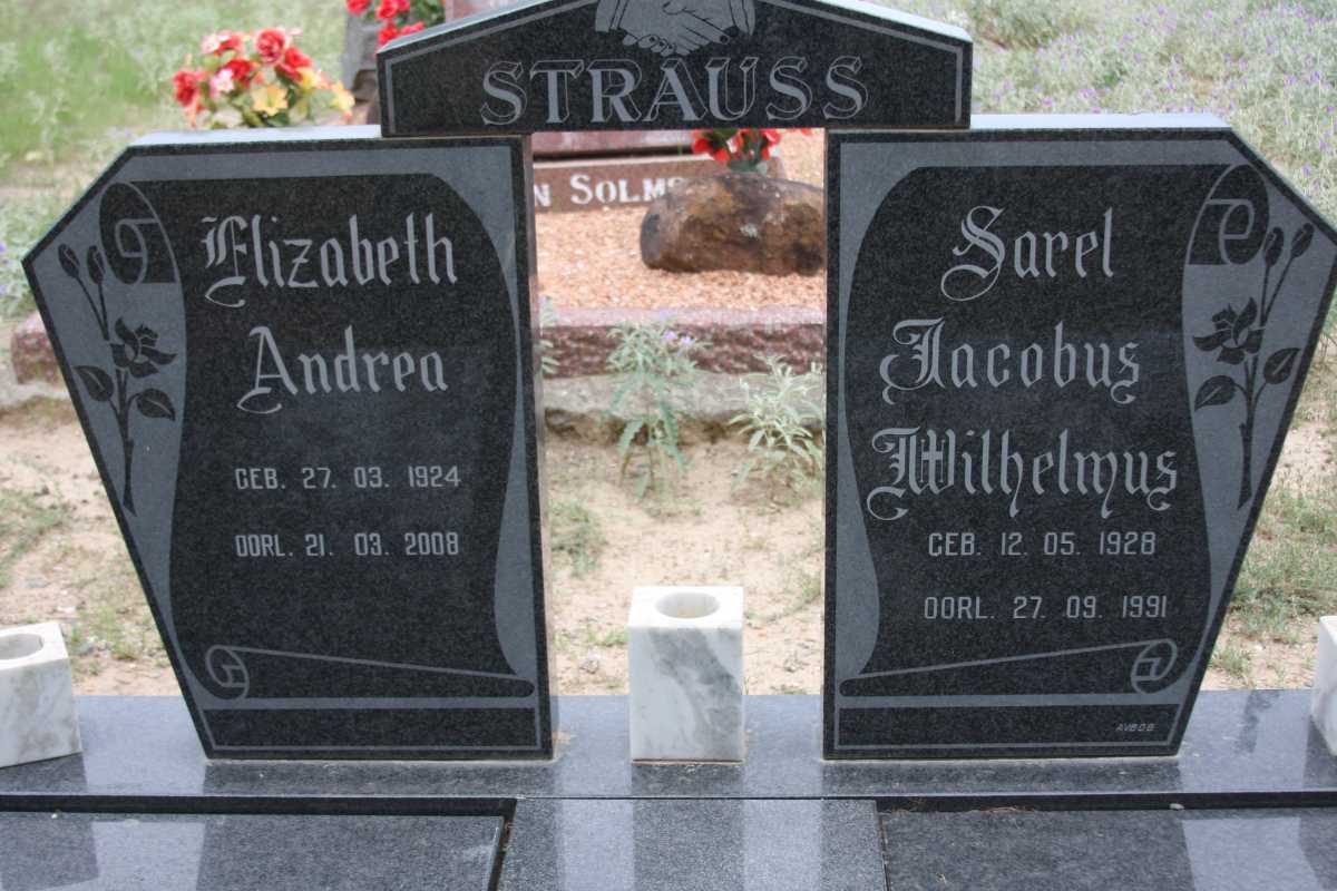 STRAUSS Sarel Jacobus Wilhelmus 1928-1991 &amp; Elizabeth Andrea 1924-2008