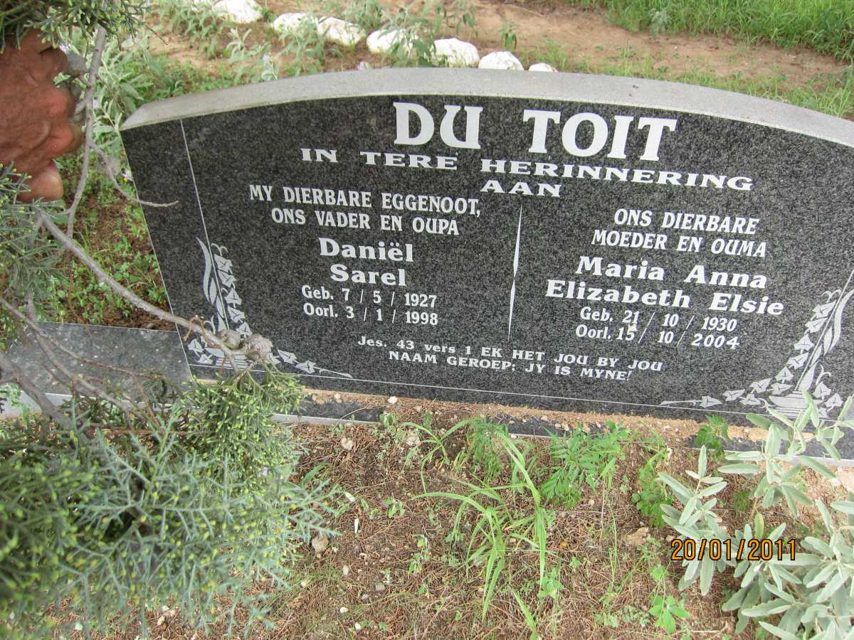 TOIT Daniël Sarel, du 1927-1998 &amp; Maria Anna Elizabeth Elsie 1930-2004