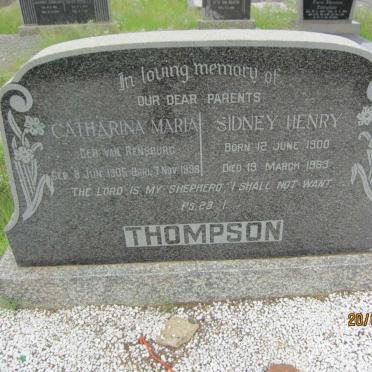 THOMPSON Sidney Henry 1900-1969 &amp; Catharina Maria VAN RENSBURG 1905-1998