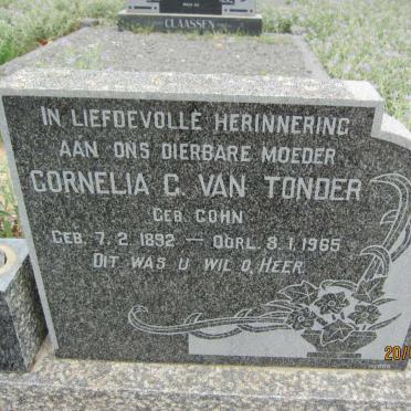 TONDER Cornelia G., van nee COHN 1892-1965