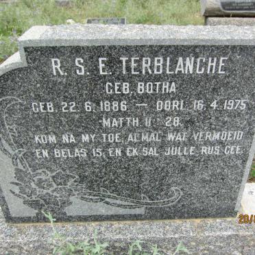 TERBLANCHE R.S.E. nee BOTHA 1886-1975