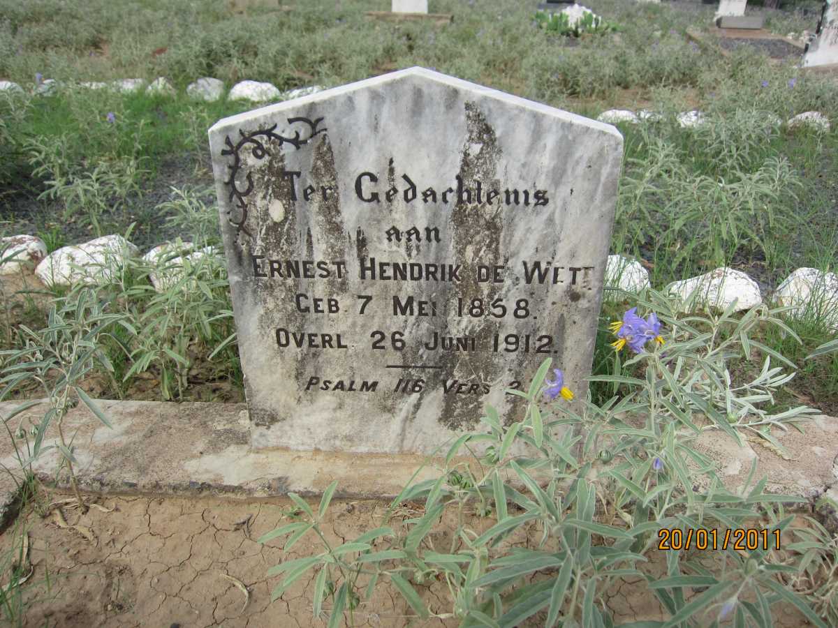 WET Ernest Hendrik, de 1858-1912