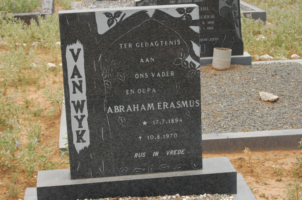 WYK Abraham Erasmus, van 1894-1970