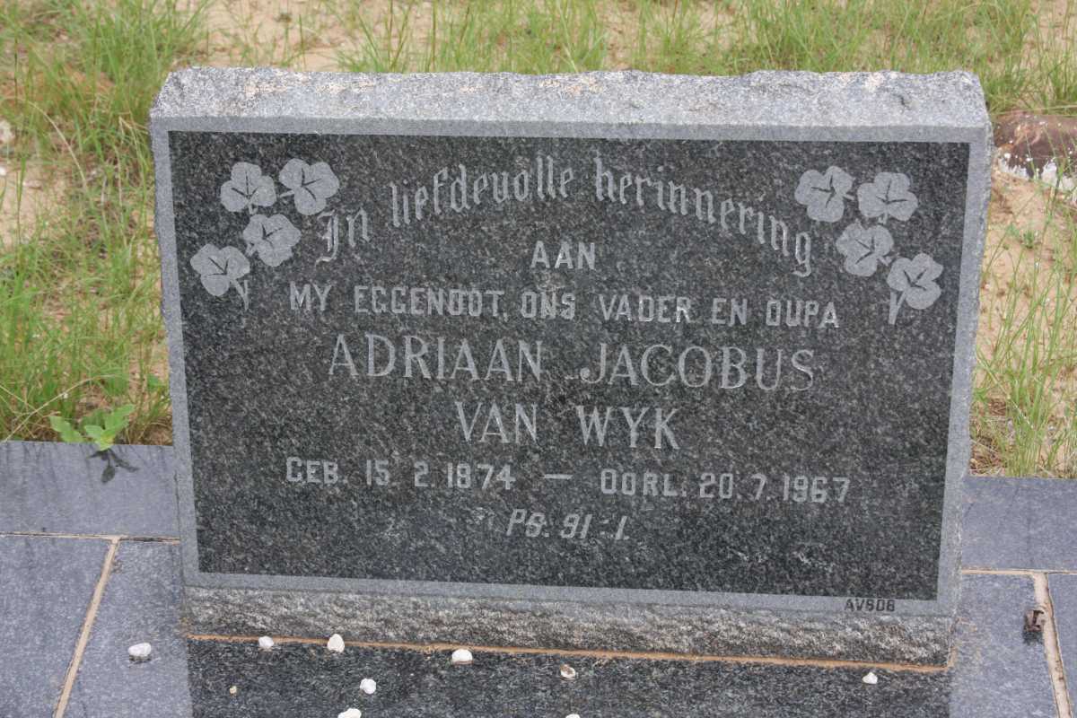 WYK Adriaan Jacobus, van 1874-1967