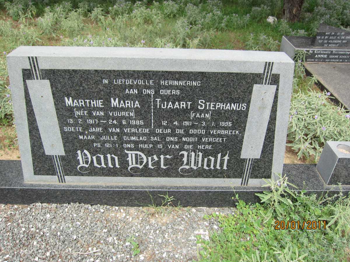 WALT Tjaart Stephanus, van der 1911-1995 &amp; Marthie Maria VAN VUUREN 1917-1985