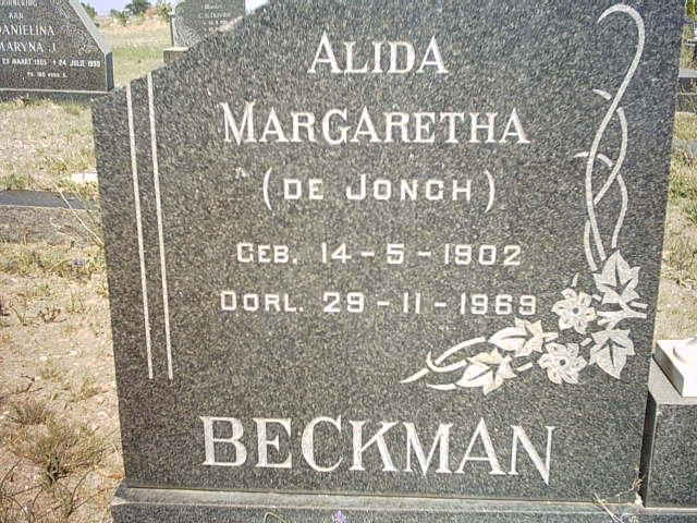 BECKMAN Alida Margaretha nee DE JONGH 1902-1969