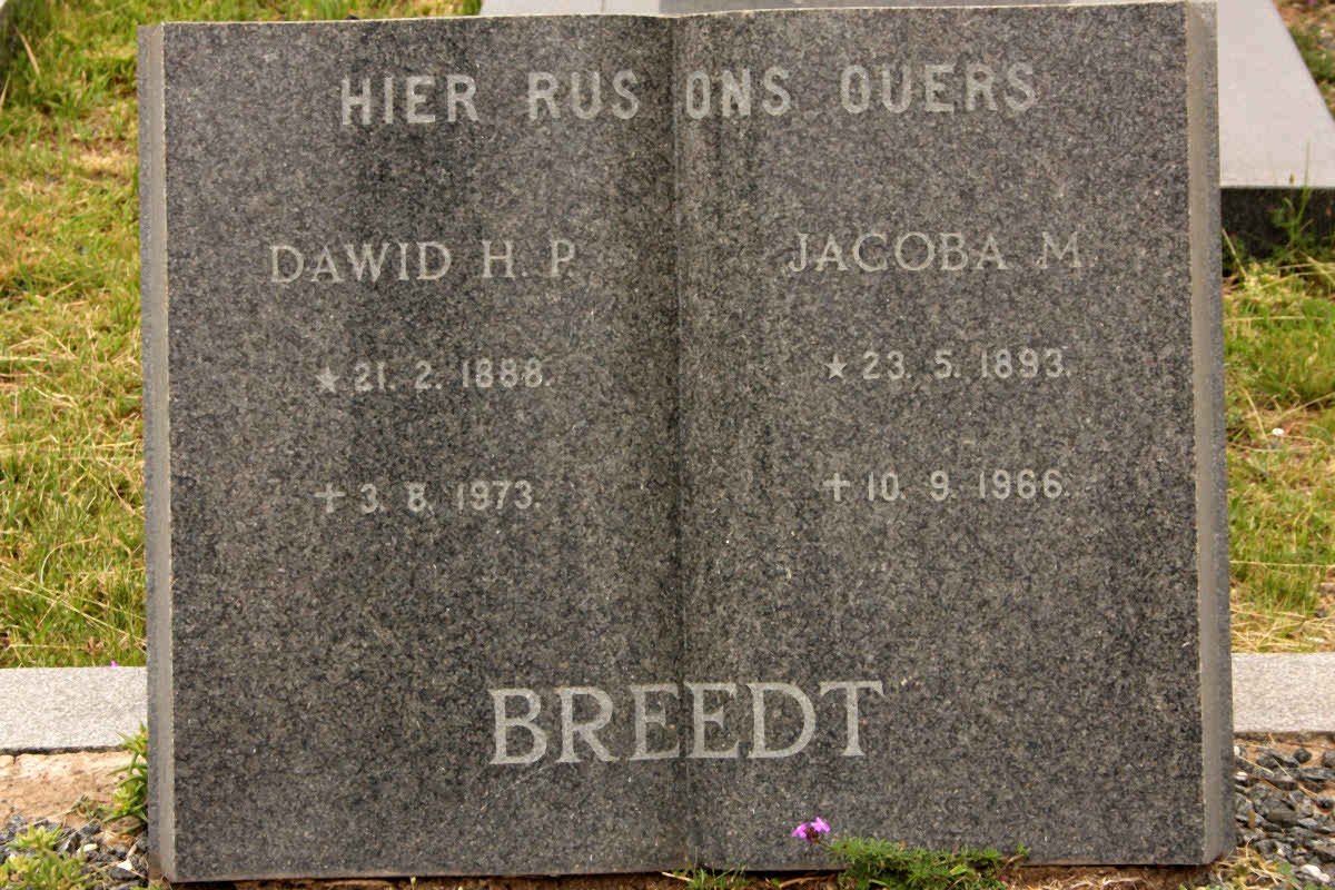 BREEDT Dawid H.P. 1888-1973 &amp; Jacoba M. 1893-1966