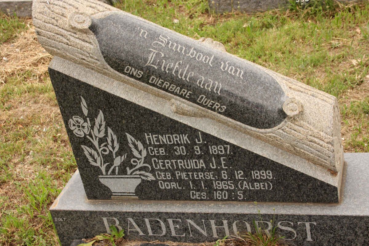 BADENHORST Hendrik J. 1897-1965 &amp; Gertruida J.E. 1899-1965