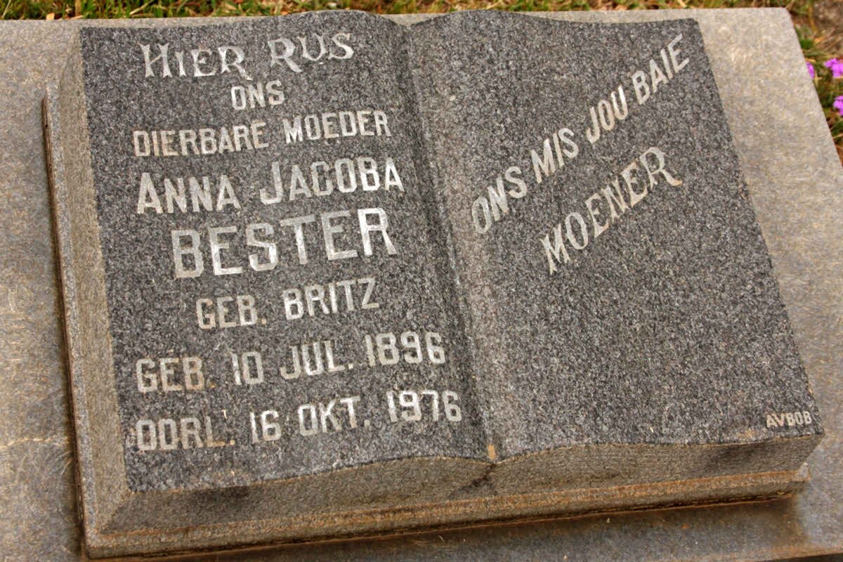 BESTER Anna Jacoba nee BRITZ 1896-1976