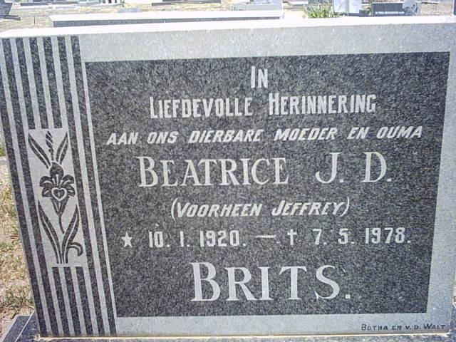 BRITS Beatrice J.D. nee JEFFREY 1920-1978