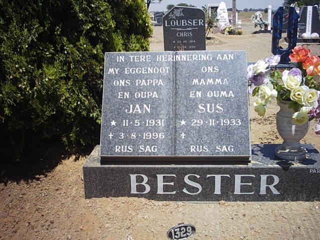 BESTER Jan 1931-1996 &amp; Sus 1933-