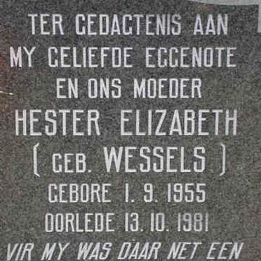 FOURIE Hester Elizabeth nee WESSELS 1955-1981