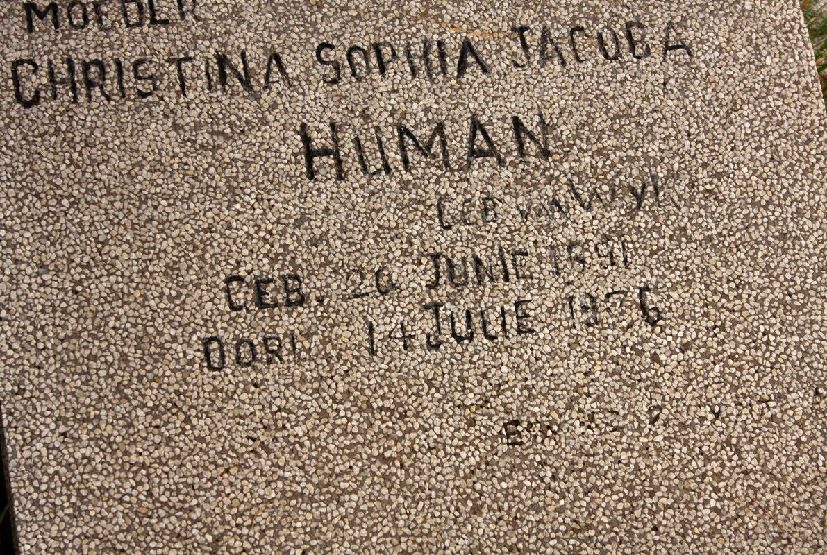 HUMAN Christina Sophia Jacoba nee VAN WYK 1891-19?6