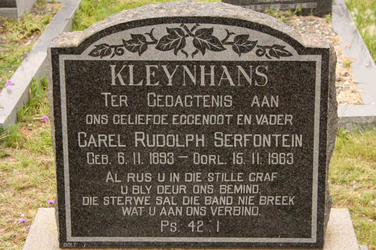 KLEYNHANS Carel Rudolph Serfontein 1893-1963