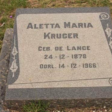 KRUGER Aletta Maria nee DE LANGE 1878-1966