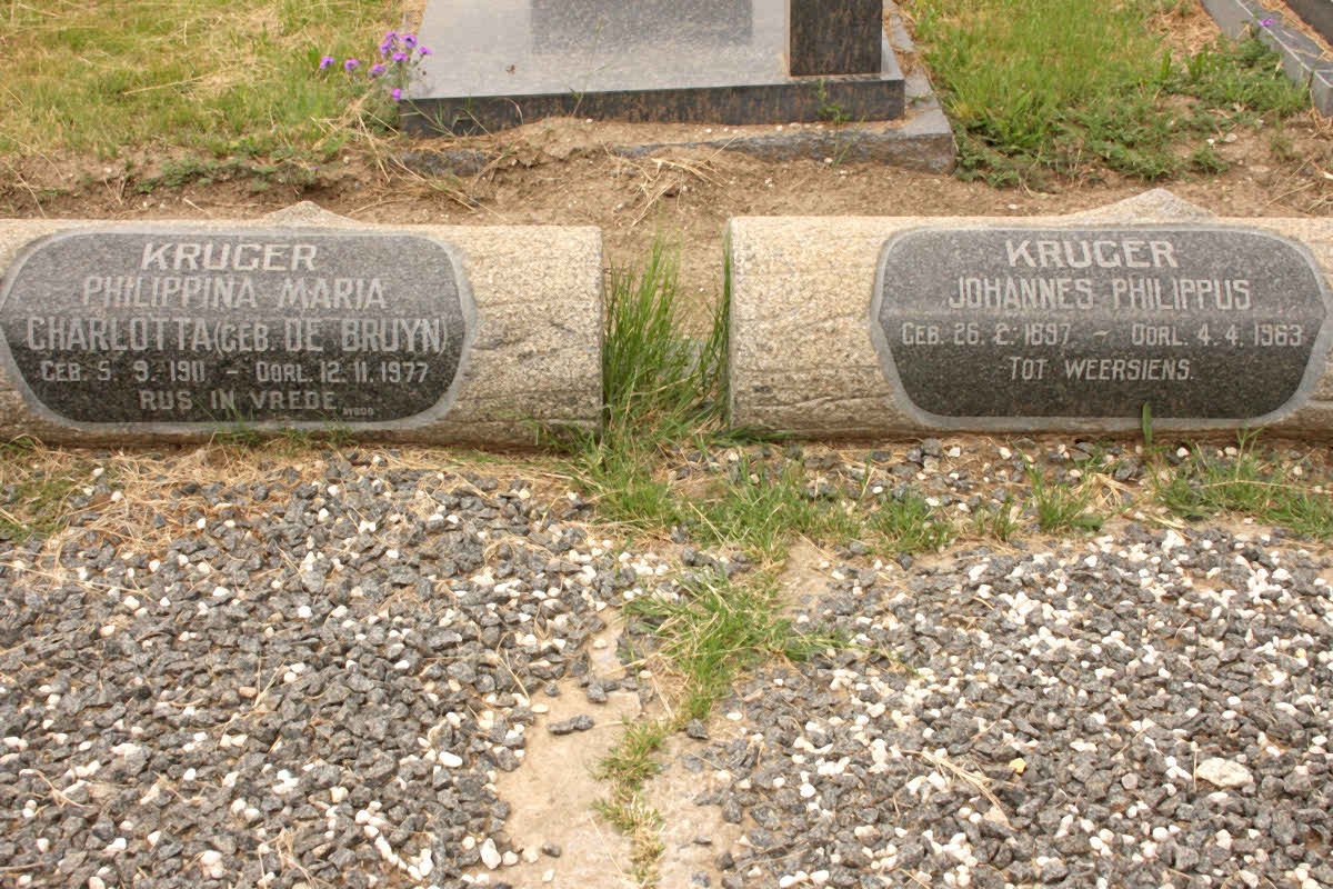 KRUGER Johannes Philippus 1897-1963 &amp; Philippina Maria Charlotta DE BRUYN 1911-1977