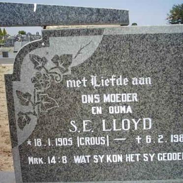 LLOYD S.E. nee CROUS 1905-1988