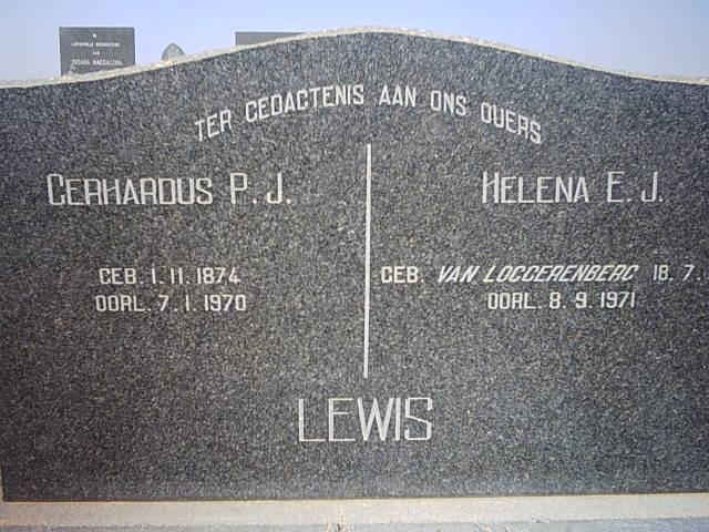 LEWIS Gerhardus P.J. 1874-1970 &amp; Helena E.J. VAN LOGGERENBERG 1881-1971