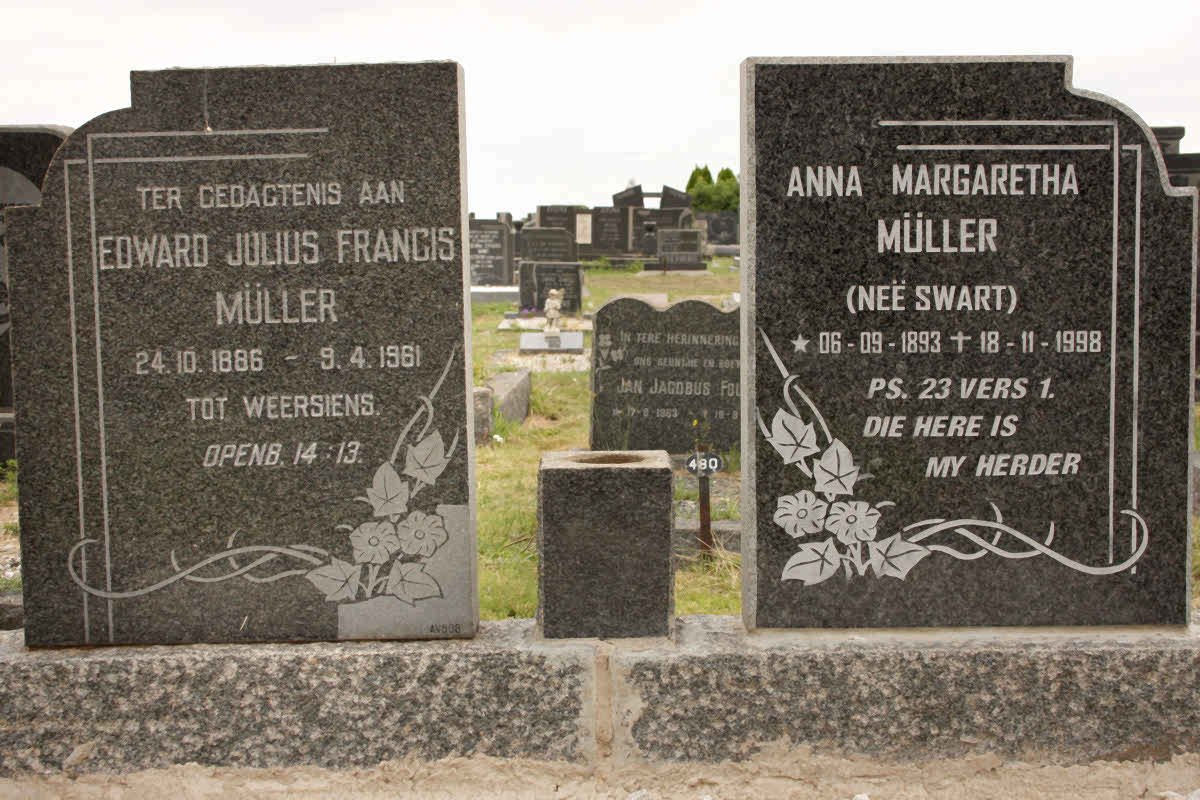 MÜLLER Edward Julius Francis 1886-1961 &amp; Anna Margaretha SWART 1893-1998
