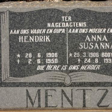 MENTZ Hendrik 1906-1950 &amp; Anna Susanna BOOYSEN 1906-1995