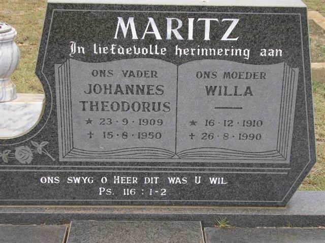 MARITZ Johannes Theodorus 1909-1950 &amp; Willa 1910-1990