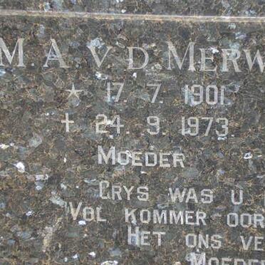 MERWE J.J., v.d. 1893-1969 &amp; M.A. 1901-1973 