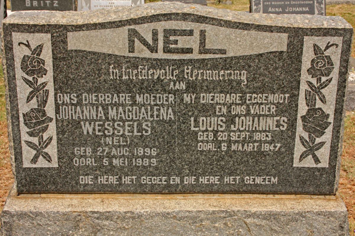 NEL Louis Johannes 1883-1947 &amp; Johanna Magdalena WESSELS 1896-1989