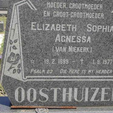 OOSTHUIZEN Elizabeth Sophia Agnessa nee VAN NIEKERK 1899-1977