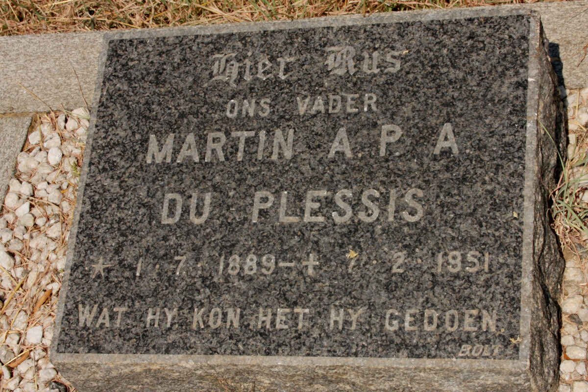 PLESSIS Martin A.P.A., du 1889-1951