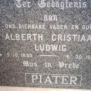 PIATER Albert Cristiaan Ludwig 1890-1972