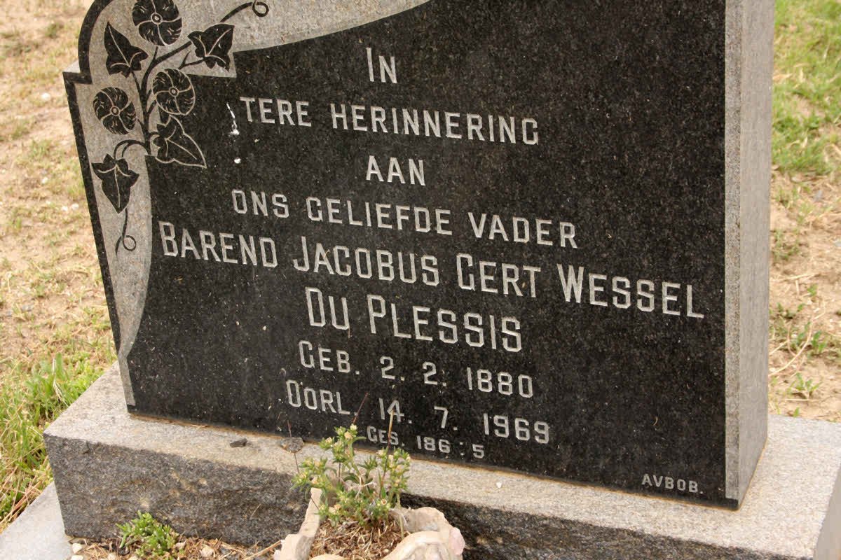 PLESSIS Barend Jacobus Gert Wessel, du 1880-1969